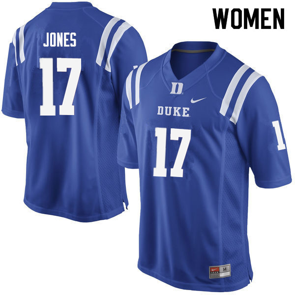 Women #17 Daniel Jones Duke Blue Devils College Football Jerseys Sale-Blue - Click Image to Close